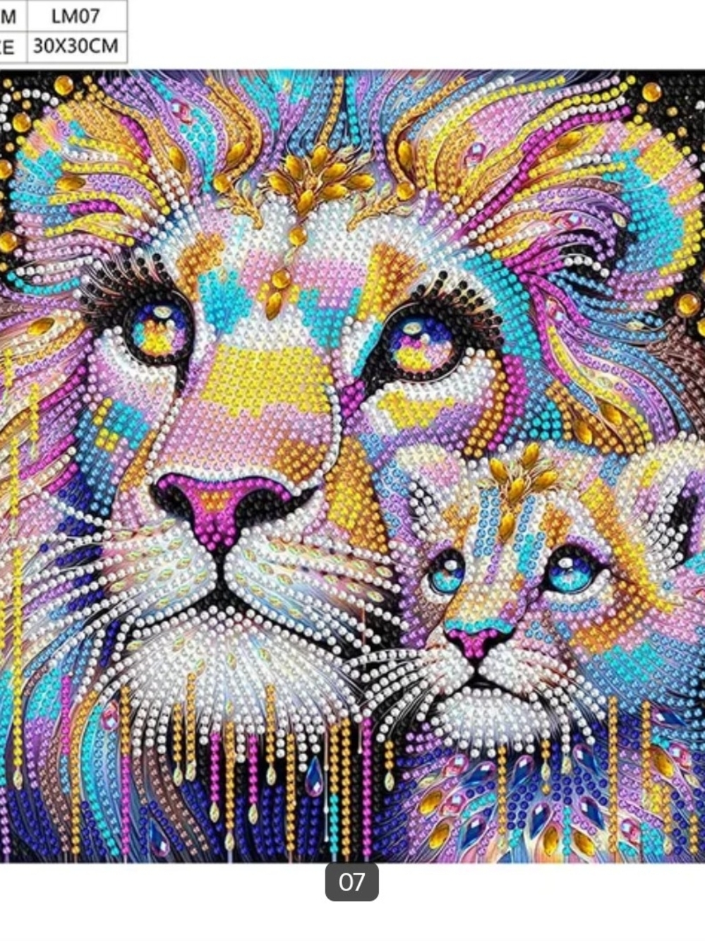 Vibrant Bejeweled Lion & Cub Wall Art